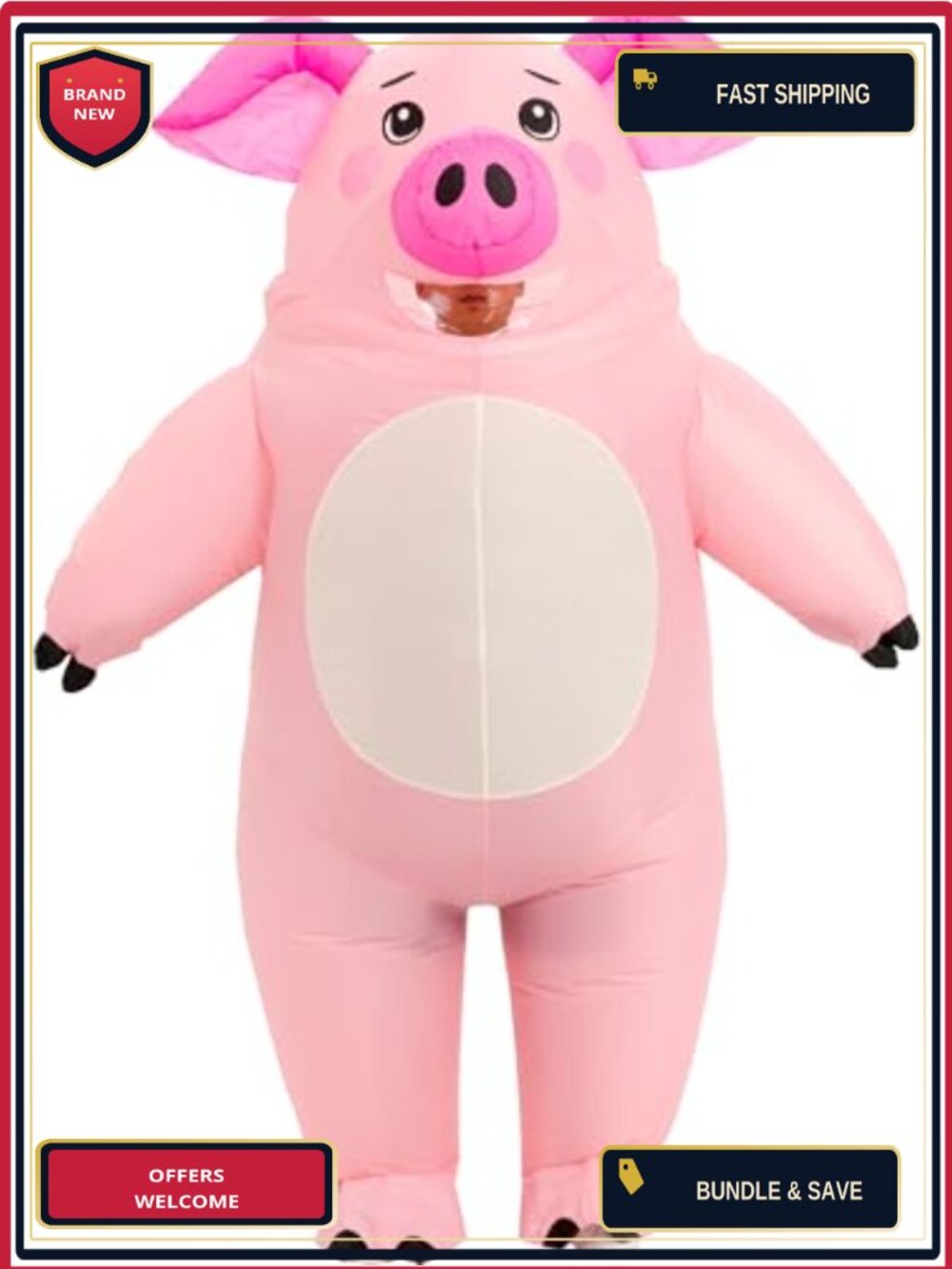 Inflatable Pig Costume Adult Blow Up Full Body Animal Suit Halloween